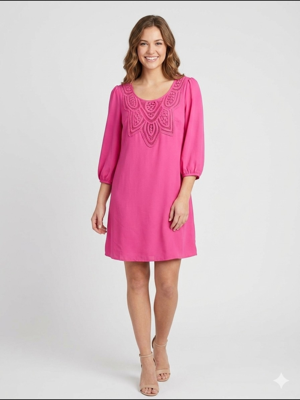 NWT francesca’s Moonlight Fuchsia Pink Mini with Crocheted Detail SZ Large